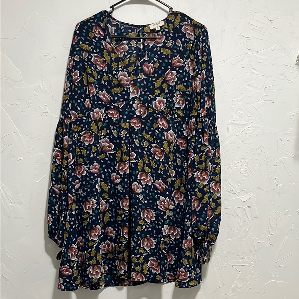 Sheer Floral Print Dress with Sleeves